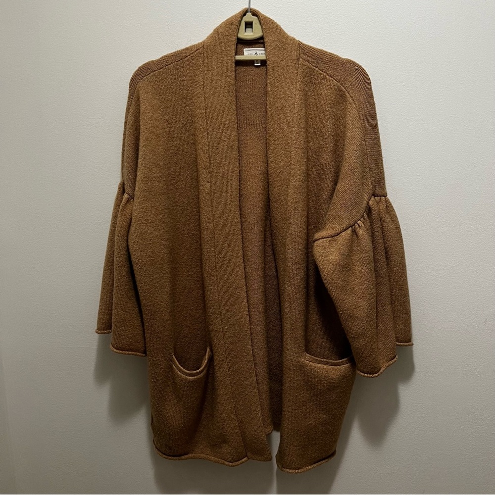 Lou & Grey Tan/Brown Bell Sleeve Oversized Cozy Cardigan